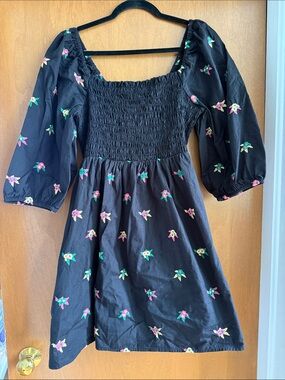 ASOS Black Dress with Pink & Green Floral Embroidery